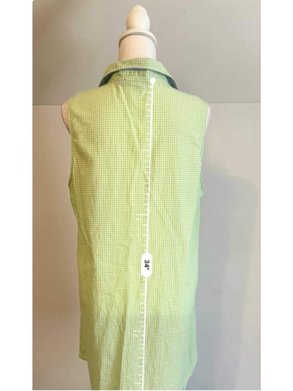 LAUREN Ralph Lauren Gingham Sleeveless Button Down Shirt L Green - Picture 5 of 8